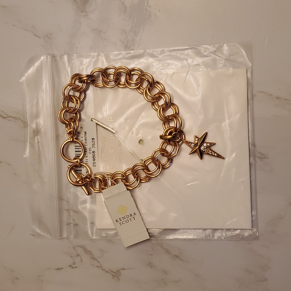 KENDRA SCOTT NORTH STAR CHARM + DOUBLE CHAIN TOGGLE BRACELET - Rose Gold NWT